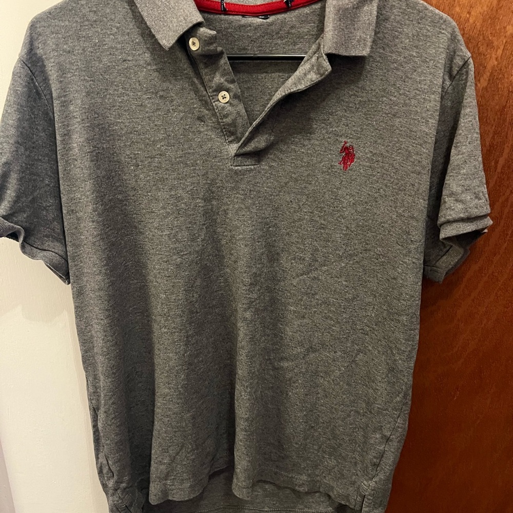 U.S. Polo Assn. Gray and Red Polo Shirt Classic Style